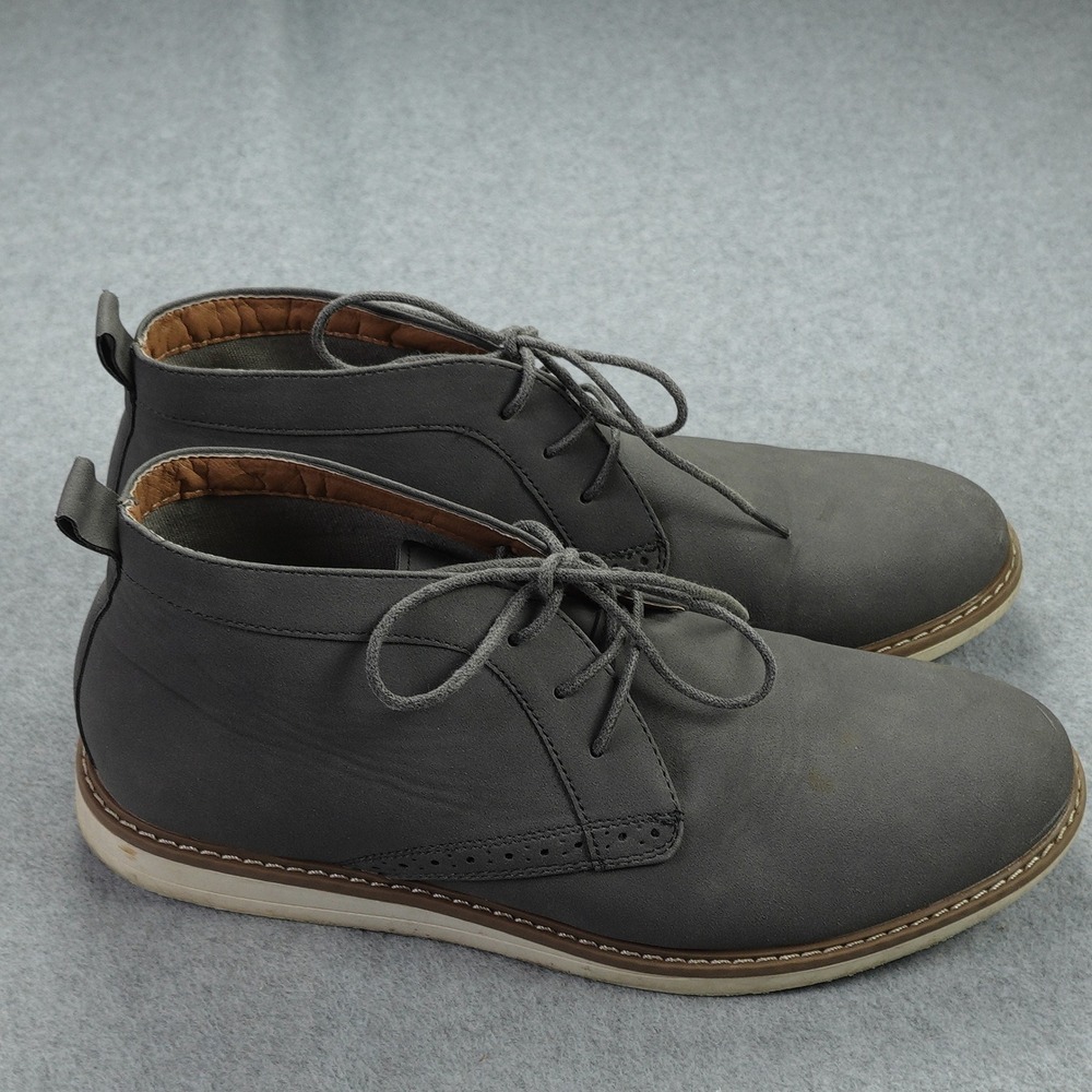 Reserved Footwear Boots Mens 10 Gray Faux Leather Chukka Lace‎ Up Casual Shoes